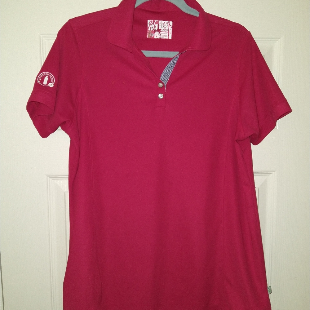 Chick-Fil-A Red Employee Uniform Team Style Oobe Polo Shirt Women's sz Medium.